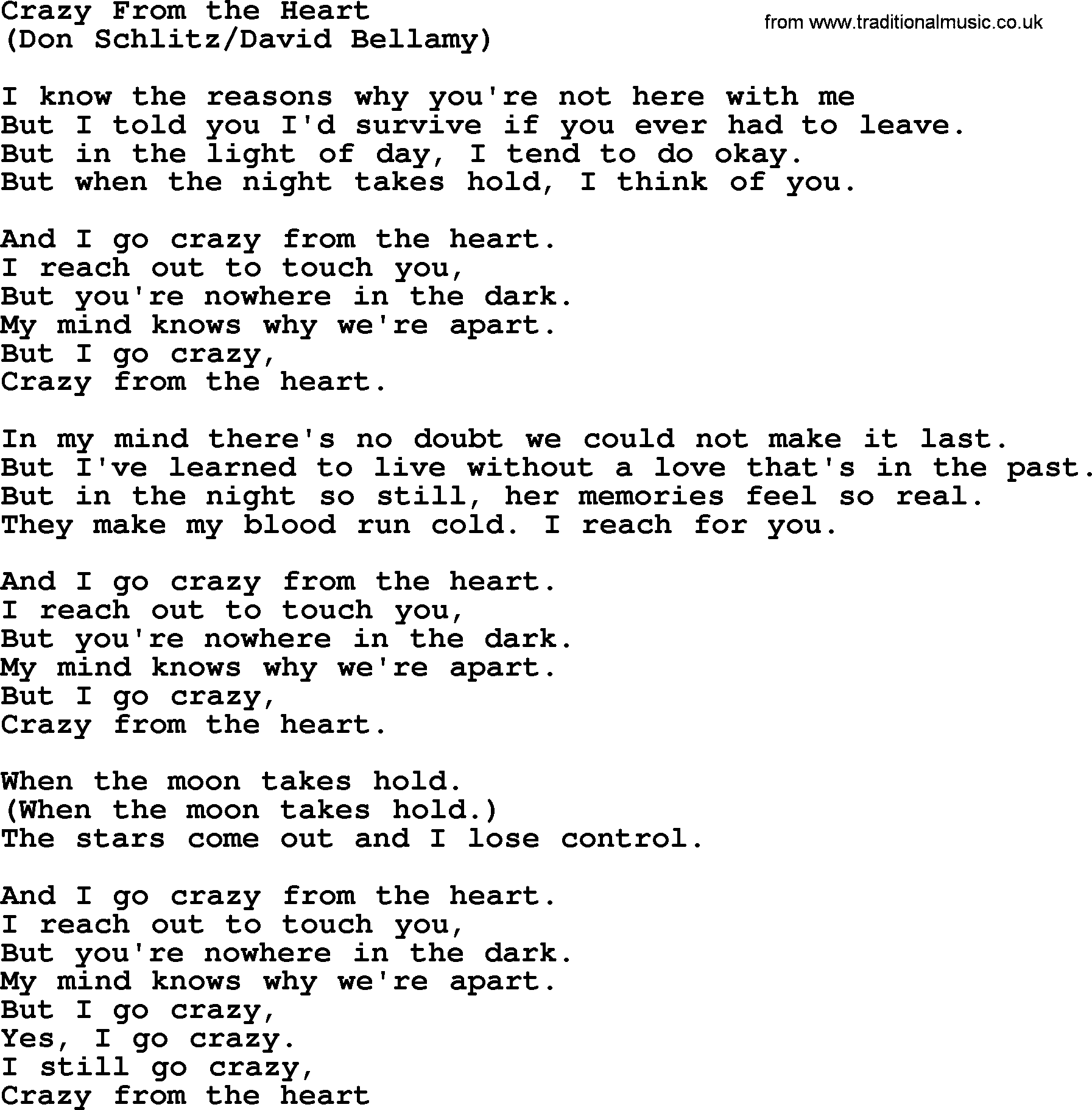 Crazy From The Heart By The Byrds Lyrics With Pdf