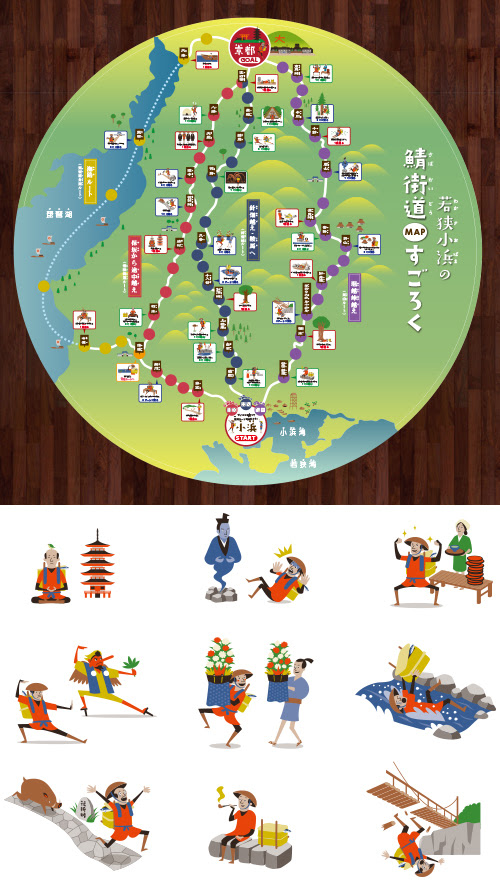 御食国若狭おばま食文化館 鯖街道行程すごろくイラスト Meet Ad Market 福岡のイラストレーター 宮内大樹