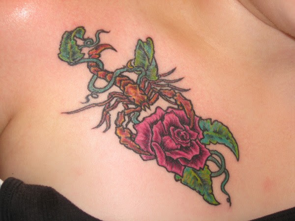  Rose Tattoo on chest 