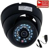 VideoSecu Day Night Vision Outdoor CCD CCTV Security Dome Camera Vandal-proof 3.6mm Wide View Angle Lens 480TVL with Bonus Power Supply 1Z0