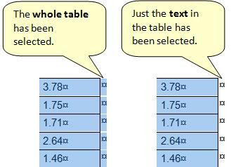 select table