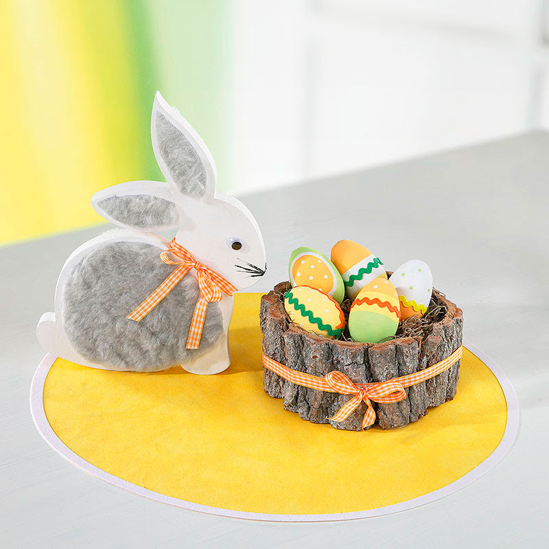 Anleitung Holzhase mit Fellimitat zu Ostern basteln  
