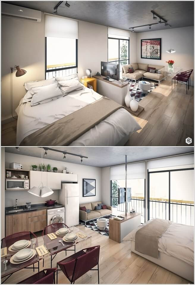 Clever Ways to Design a Living Room and Bedroom Combo
