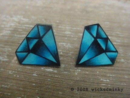 Vintage Tattoo Diamond Earrings nickel free studs by wickedminky