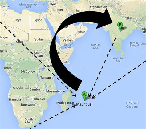 World Map India Mauritius