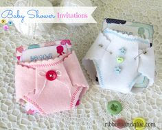 Baby Shower DIY Felt Diaper Invitations.  {ribbonsandglue.com}
