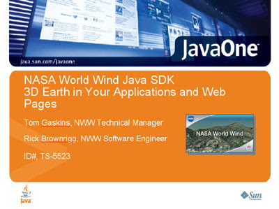 World Wind Java presentation slides for JavaOne 2008