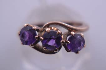 9ct yellow gold heart shaped london blue topaz ring (4790207185028) . 9ct Rose Gold 1940s Ring With Amethysts | Vintage