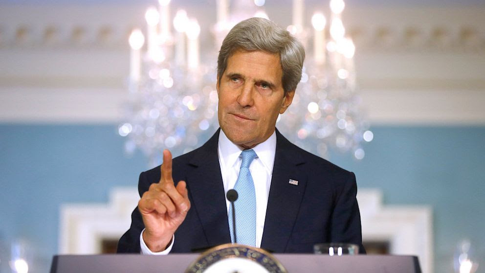 Secretary of State John Kerry makes a statement about Syria at the State Department in Washington, Aug. 30, 2013.