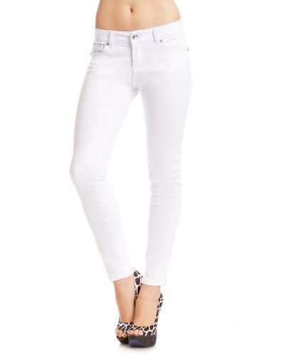 2b Curly Bling Pocket Skinny Jean - WHITE (28)