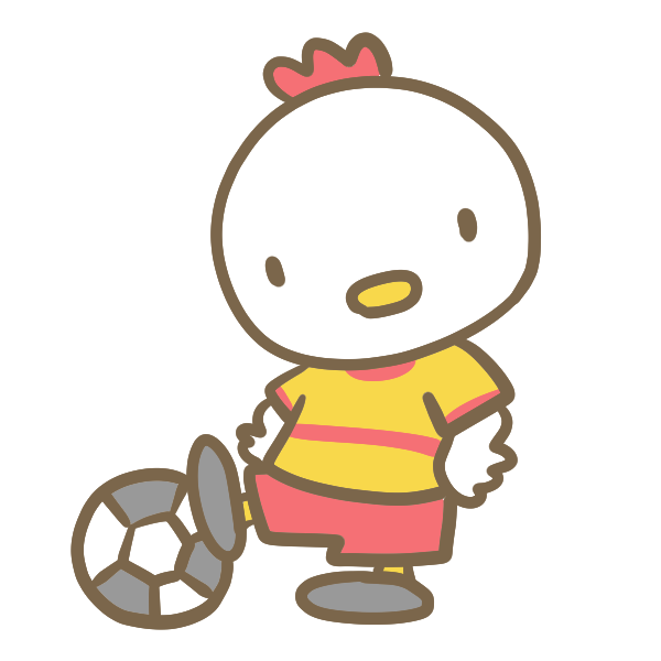 サッカーをする鶏 黄色 のイラスト かわいいフリー素材が無料のイラストレイン