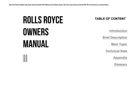 Free Read rolls royce owners manual online New Releases PDF