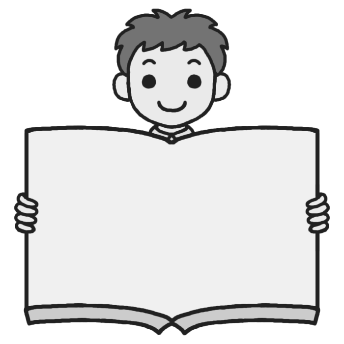 小学生1 白黒 本 枠 ふきだし 無料イラスト素材