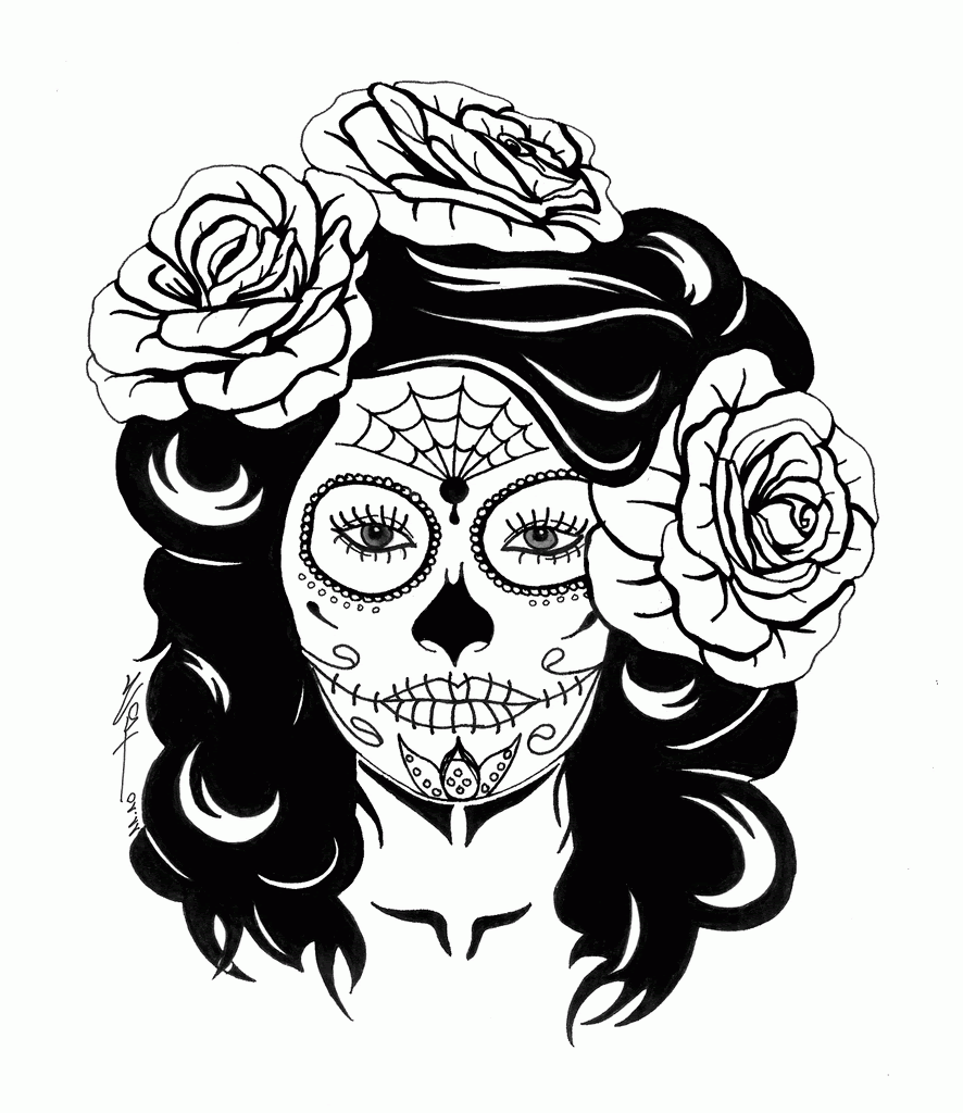 Download Day Dead Girl Skull Coloring Pages Skull Coloring Pages ...