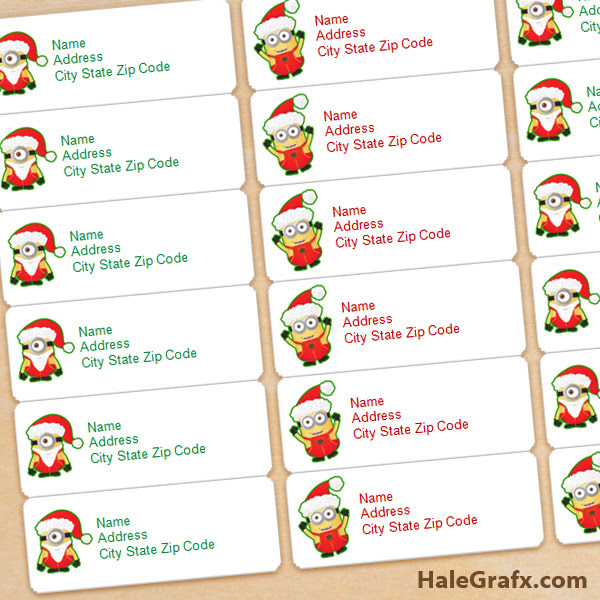 FREE Printable Christmas Minions Address Labels