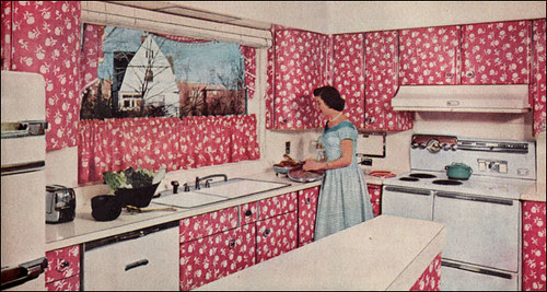 1956 Pink Patterned Kitchen