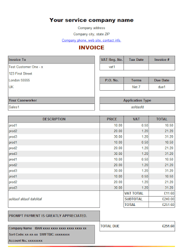 Receipt For Services Rendered Template