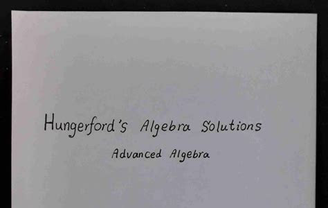 Download HUNGERFORD ALGEBRA SOLUTIONS Open Library PDF
