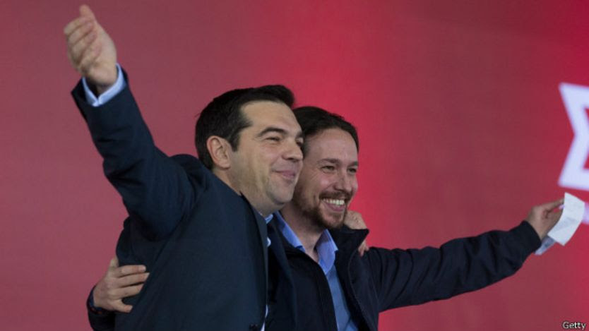 Pablo Iglesias (derecha) y Tsipras (izquierda).
