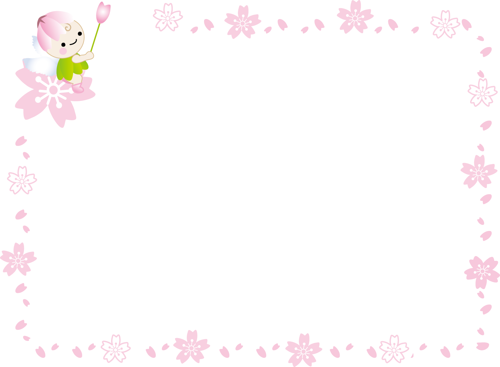 飾り枠 ライン 無料イラスト素材 桜