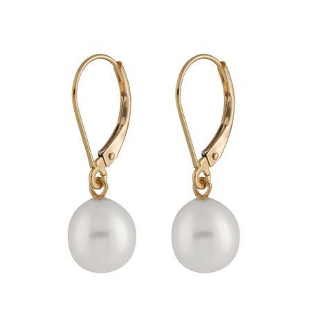 freshwater pearl diamond leverback earrings charm