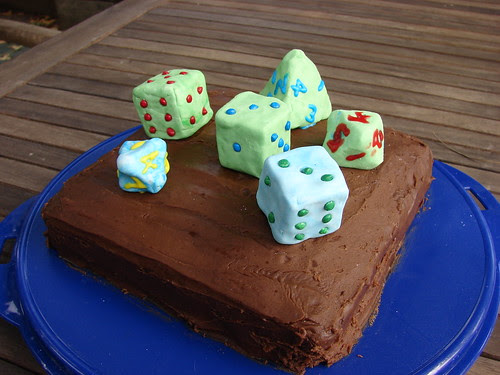 Polyhedral dice cake