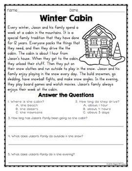  reading comprehension passages and questions for january reading
