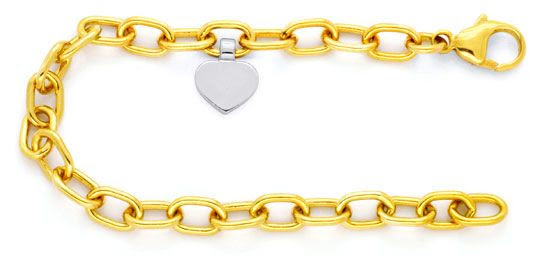 Foto 1, Anker Gelbgold-Armband massiv, Herz-Goldanhänger Luxus!, K2105