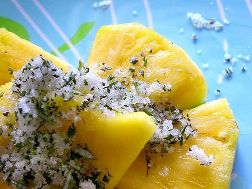pineapple with rosemary sugar