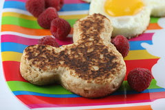 Cinnamon-Oat Pancakes & Mickey Mouse Eggs