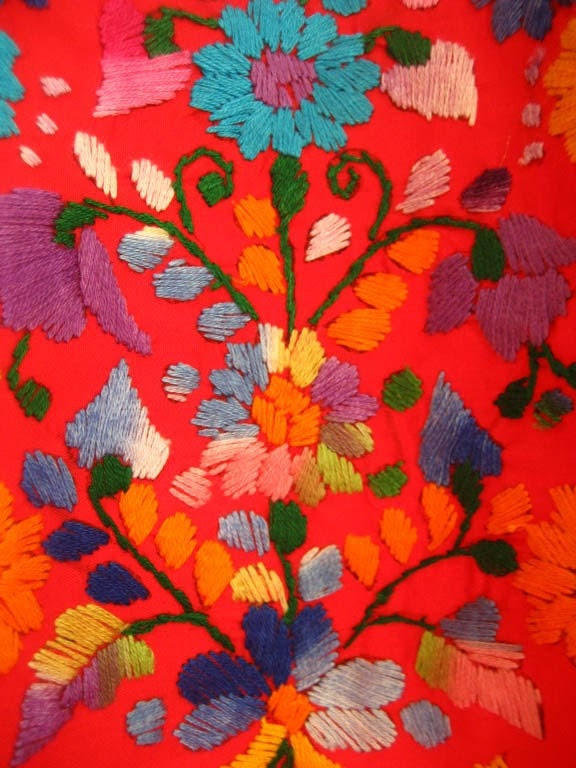 Mexican Embroidered Dress Tunic stylish fashionable must Love Red Size S M