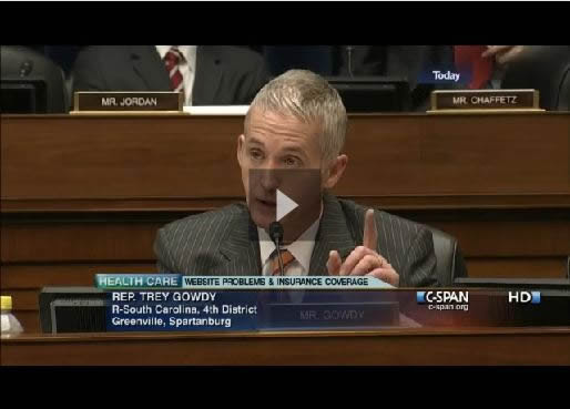 Congressman Trey Gowdy questioning Todd Y. Park on Nov. 18, 2013 about the failed Obamacare website launch