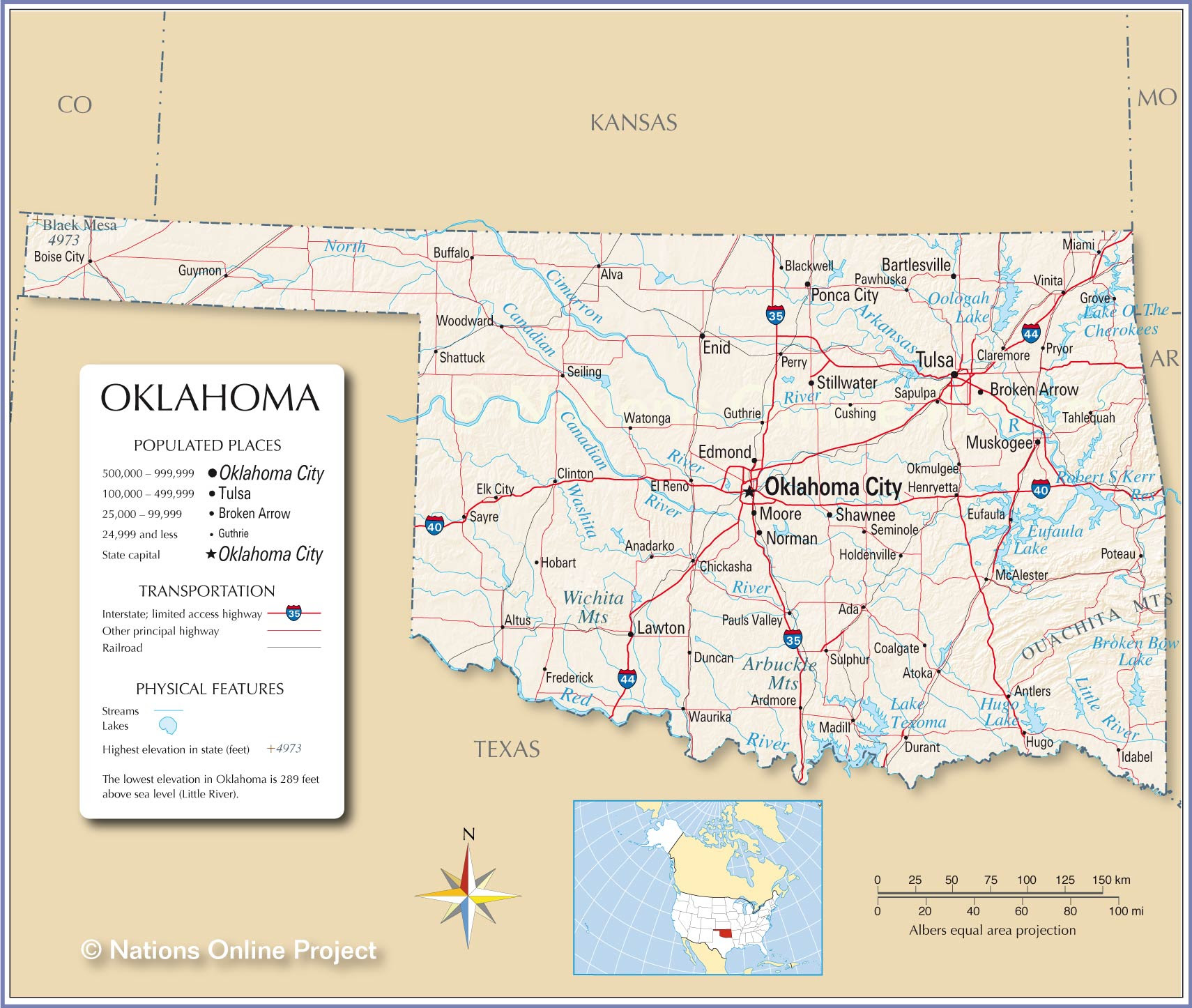 Reference Map of Oklahoma, USA - Nations Online Project