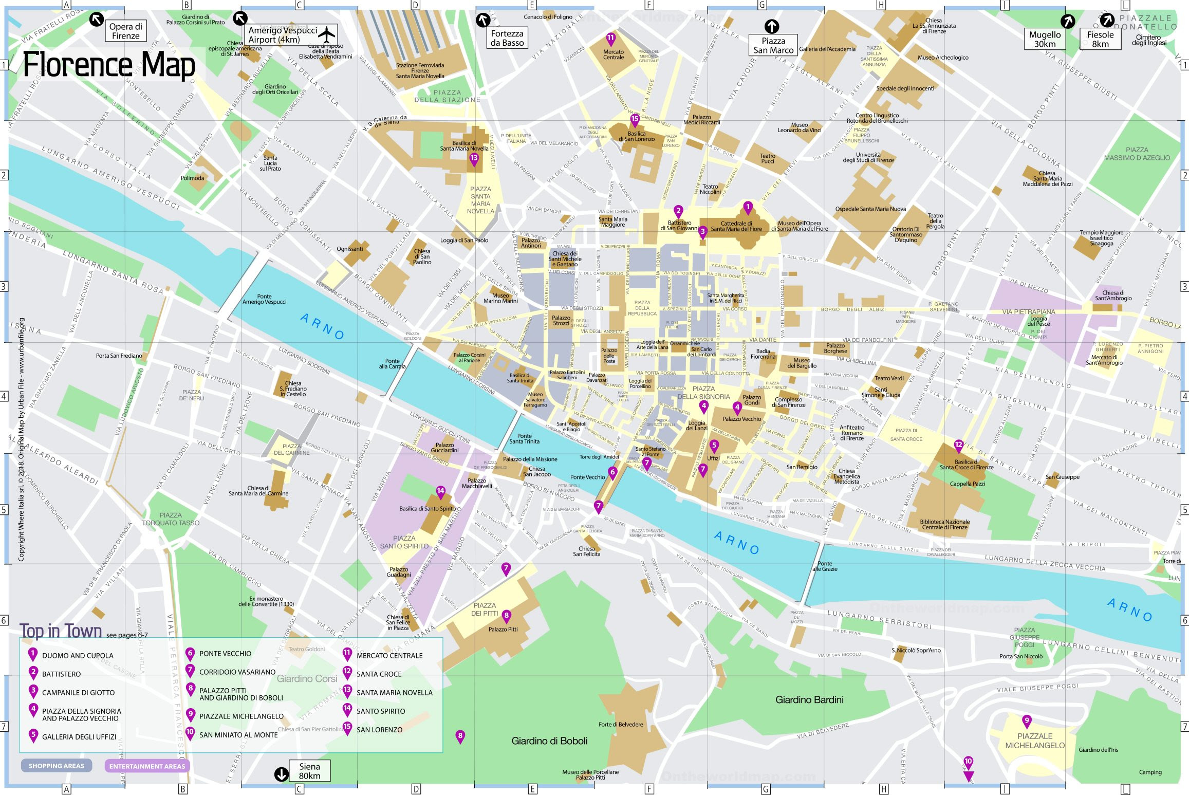 Florence Italy Map Of Attractions Florence main attractions map