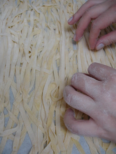 Bacon and oregano homemade pasta