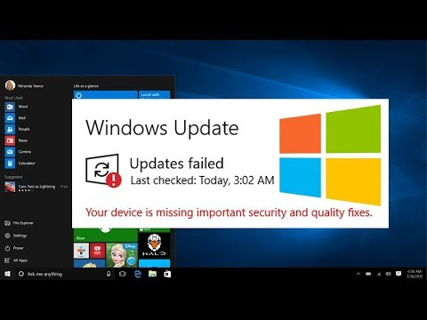 Your device is missing important security and quality fixes, Windows update errors