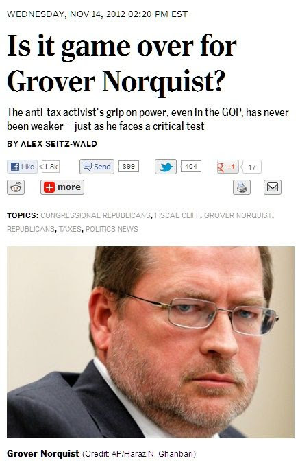 screenshot of headline: 'Is it game over for Grover Norquist?'