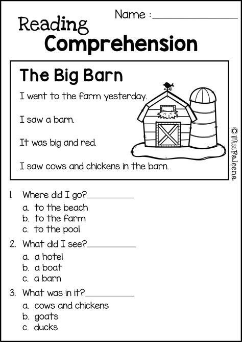  reading comprehension set 2 kindergarten reading worksheets 1st