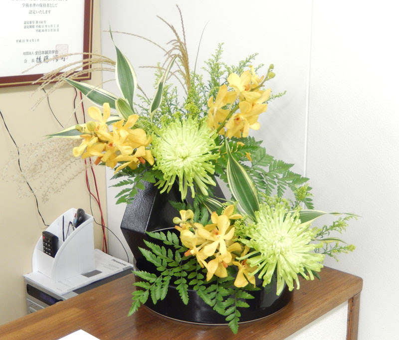 今週のお花 ススキ ソリダコ アナスタシア モカラ サンデリー レザーファン あざみ野南の鍼灸院 杏林堂