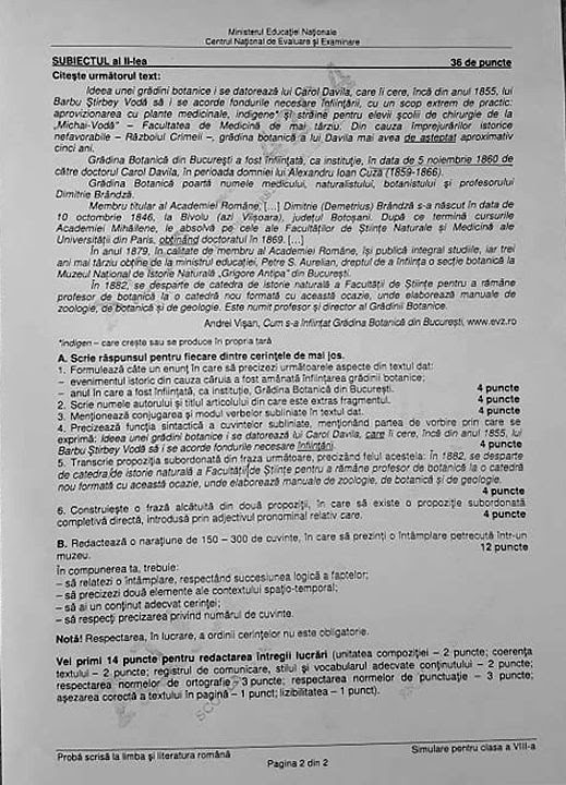 Subiecte Simulare Evaluare NaÅ£ionalÄ 2019 Ce Subiecte Au Primit Elevii De Clasa A Vii A Si A Viii A