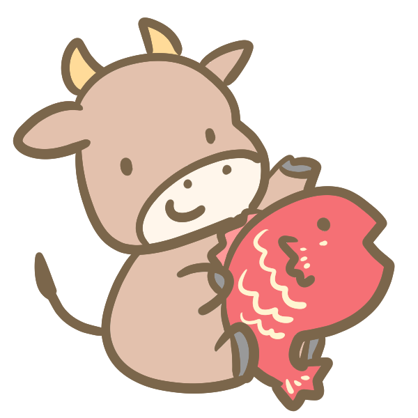 牛と鯛のイラスト かわいいフリー素材が無料のイラストレイン