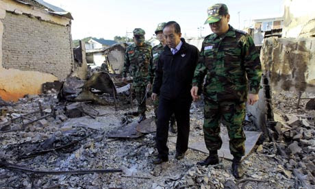 South Korea's former defence minister visits houses destroyed by North Korean artillery shelling