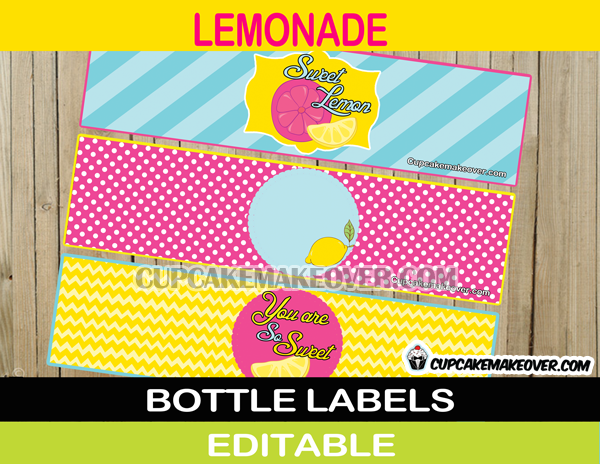Pink Lemonade Birthday Party Package - Instant Download - Cupcakemakeover