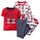 NEW Carter's 4 Piece Cotton Red Fire Truck Print PJs NWT 2T 3T 7 year pajamas