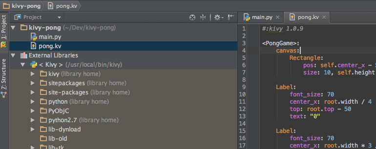Develop Kivy apps on Mac OS X with Pycharm (Example)