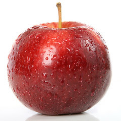 Cherry red summer apple isolated on white
