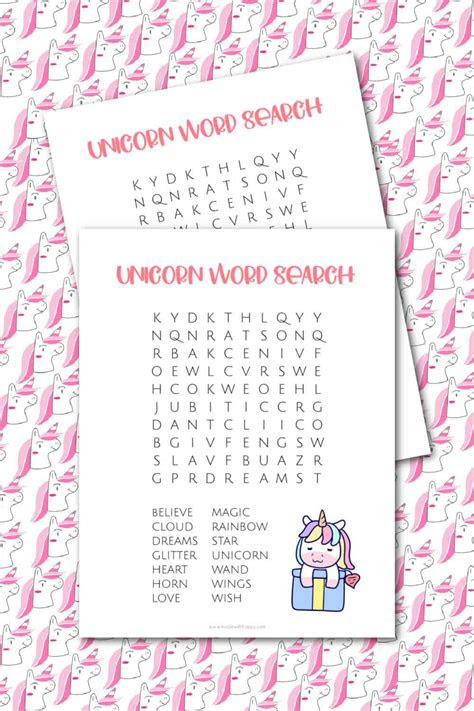Get access to these cute word searches plus all of my free templates, coloring pages, and printables. unicorn word search made with happy
