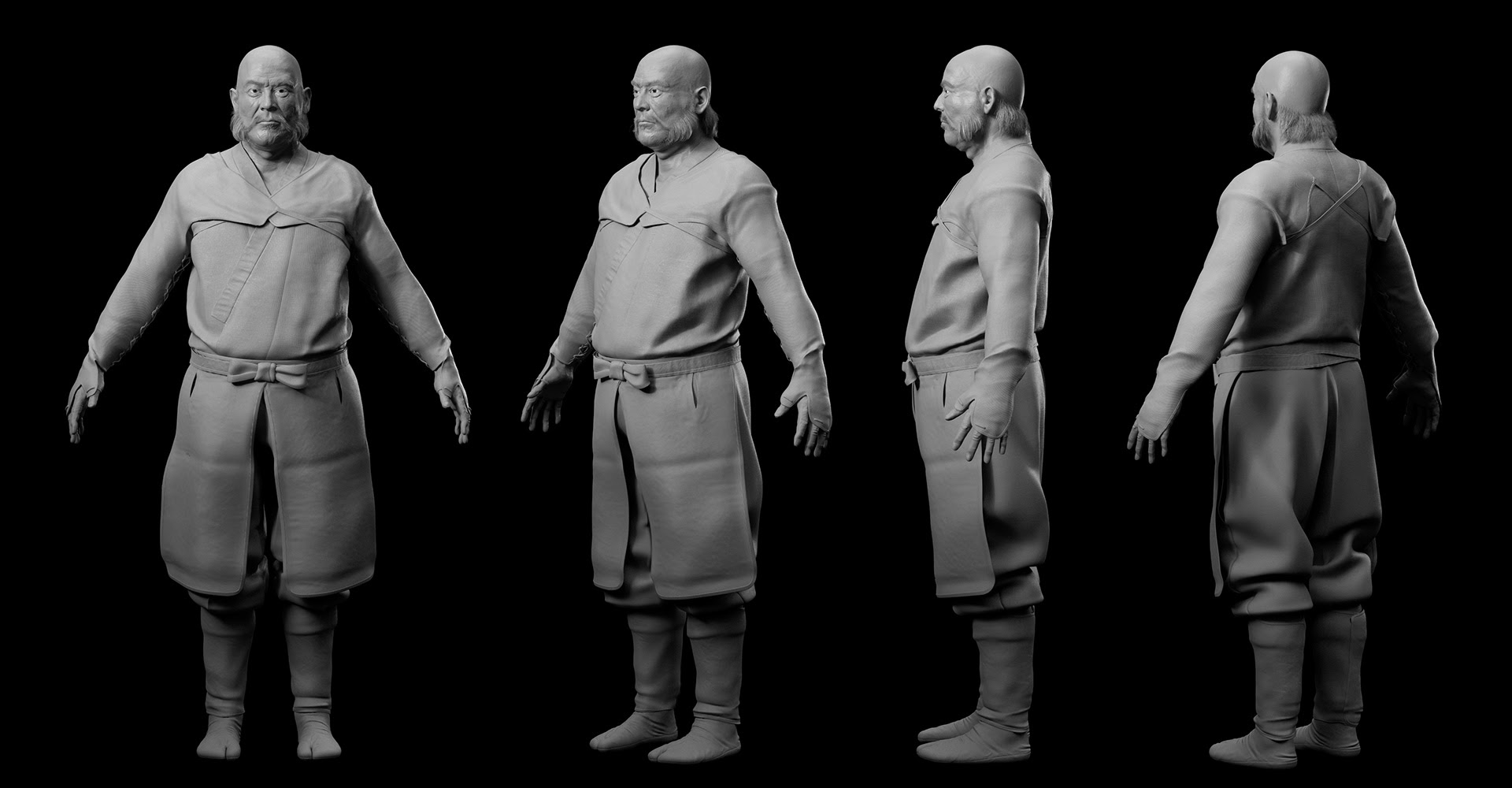 戦国武将10 衣装のモデリングpart3 リトポしたモデルとmarvelous Designer Zbrushでスカルプトした衣装モデルを掛け合わせレンダリングする インディゾーン Foundry サポートブログ