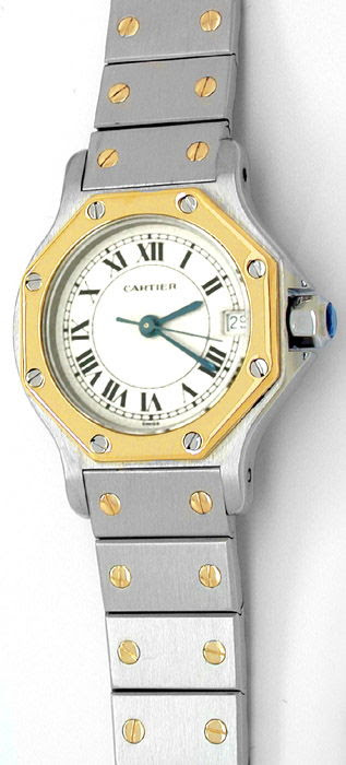 Originalfoto ORIGINAL TOP DAMEN-CARTIER-SANTOS, STAHL/GOLD PORTOFREI