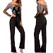 Hot Sequin Womens Jumpsuit Fashion Sexy Lace-up Mesh Splice Wide Leg Off Shoulder Long Sleeve Jumpsuit overol mujer 2020 New Hot E